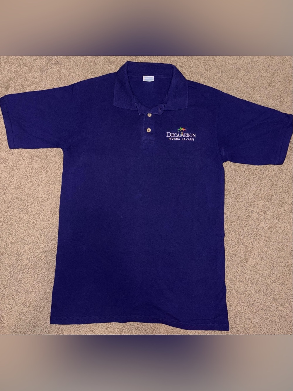 Unisex Polo Size S “Decameron Riviera Nayarit” Embroidery Deep Purple Mexico